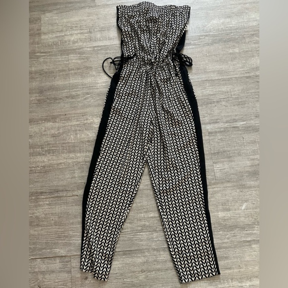 Black & cream Patterned Women's Jumpsuit - strapless NEW